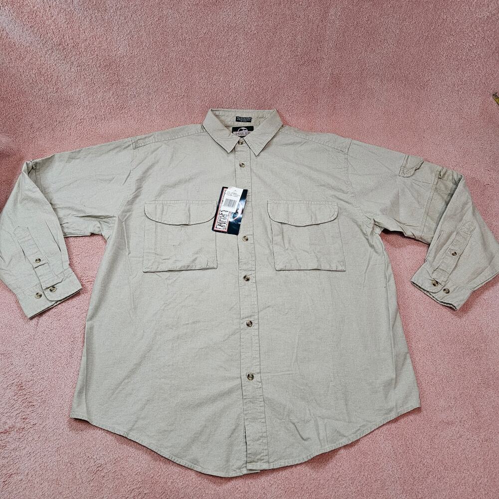 Timber Run Long Sleeve Button Down Utility Shirt Beige NWT
